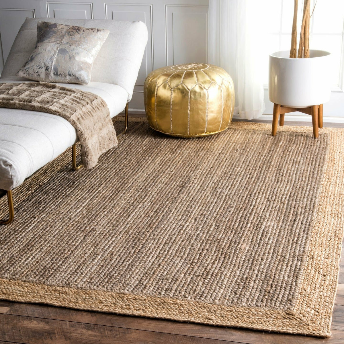 Rectangle Natural Jute Area Rug Hand Woven Braided Sisal Rug Home Decor Farmhouse Carpet Rag Rug for Kitchen Living Room and Bedroom