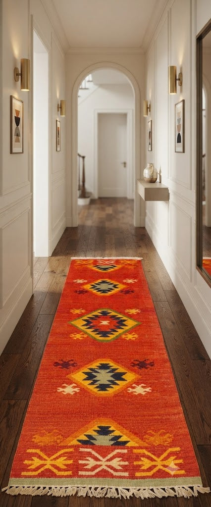 Rectangle Turkish Carpet Vintage Hand Woven Traditional Wool Kilim Rug Indoor & Outdoor Carpet