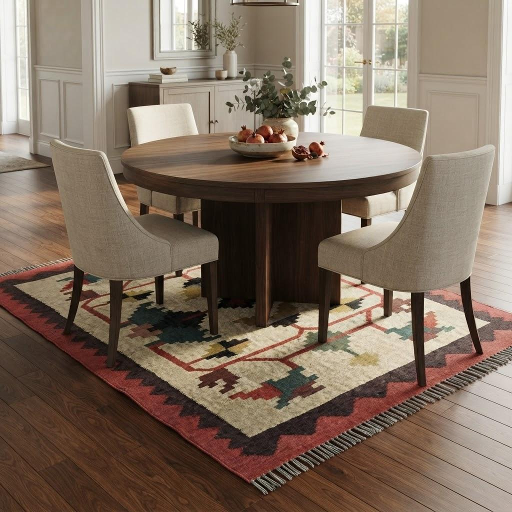 Rustic Look Kilim Wool Jute Natural Rug Area Rug Hand Woven Living Room Carpet for Living Room, Hallway