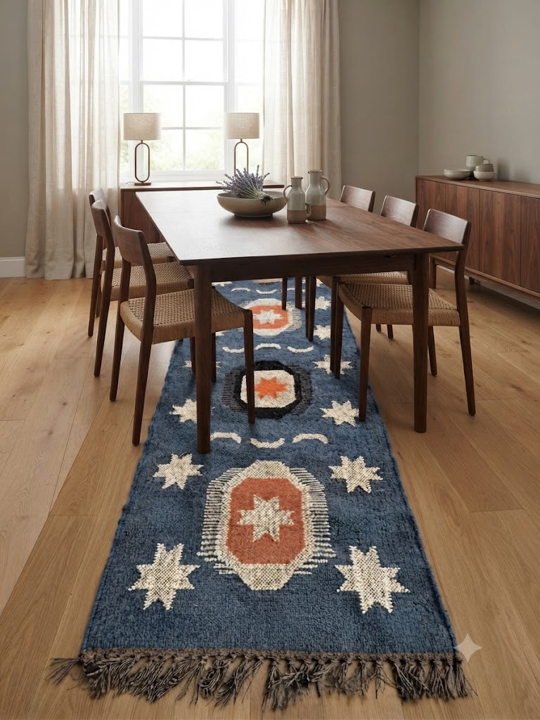 Area Rug Kilim Rug Hand made Wool & Braided Jute Rug Flatweave Rug High Traffic Area Lake House Bedroom Dining Room Living Room Indoor & Outdoor Rug-Blue