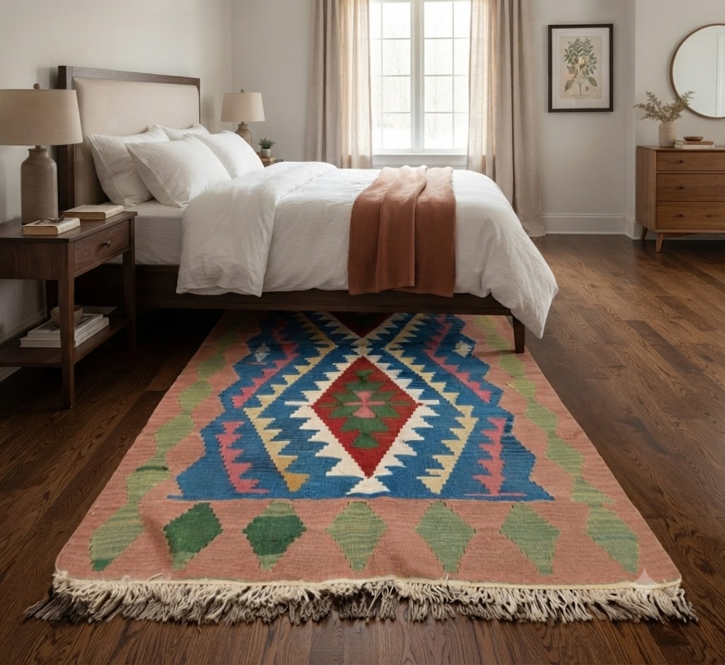 Handmade Carpet Rectangle Elegant Wool Jute Rug -Rustic Look Hand Woven Kilim Rug for Living Room, Hallway, Bedroom -Multicolor (Copy) (Copy)