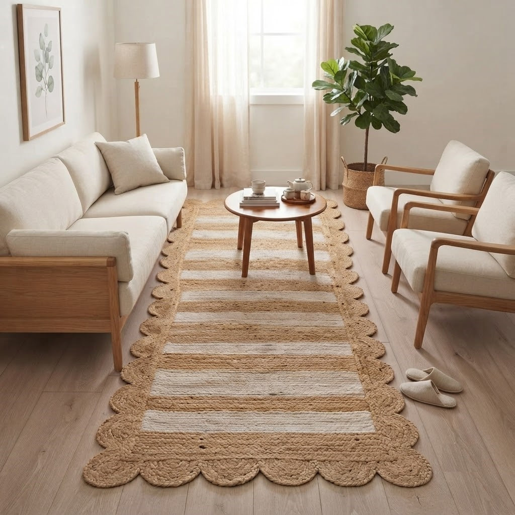 Rectangle Area Rug Boho Hand Woven Natural Jute Vintage Rug Home Decor Farmhouse Carpet Rag Rug for Kitchen Living Room and Bedroom