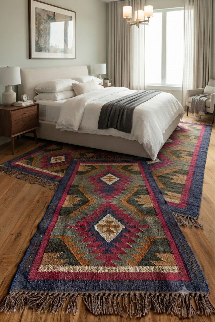 Rectangle Kilim Wool Jute Vintage Rug – Durable Handcrafted Area Rug for Modern Home Décor, Hallway, Bedroom