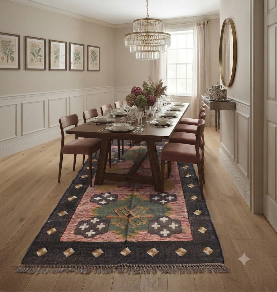 Vintage Hand Woven Turkish Carpet Traditional Wool Kilim Rug Rectangle Indoor & Outdoor Carpet