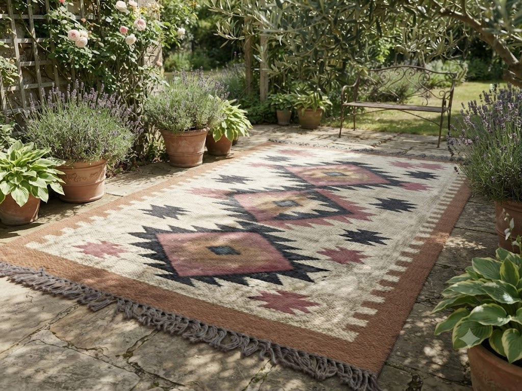 Rectangle Kilim Rug Wool Area Rug Wool & Braided Jute Rug Flatweave Rug High Traffic Area Lake House Bedroom Bedside Runner Kitchen Hallway Indoor Outdoor Rug
