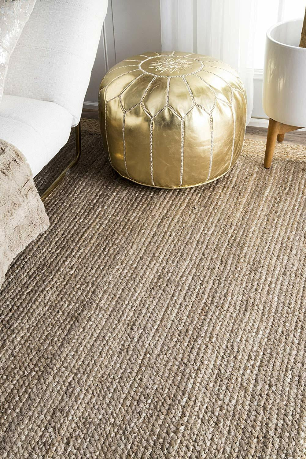 Rectangle Natural Jute Area Rug Hand Woven Braided Sisal Rug Home Decor Farmhouse Carpet Rag Rug for Kitchen Living Room and Bedroom