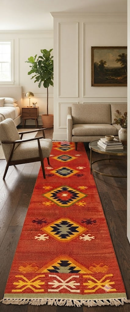 Rectangle Turkish Carpet Vintage Hand Woven Traditional Wool Kilim Rug Indoor & Outdoor Carpet
