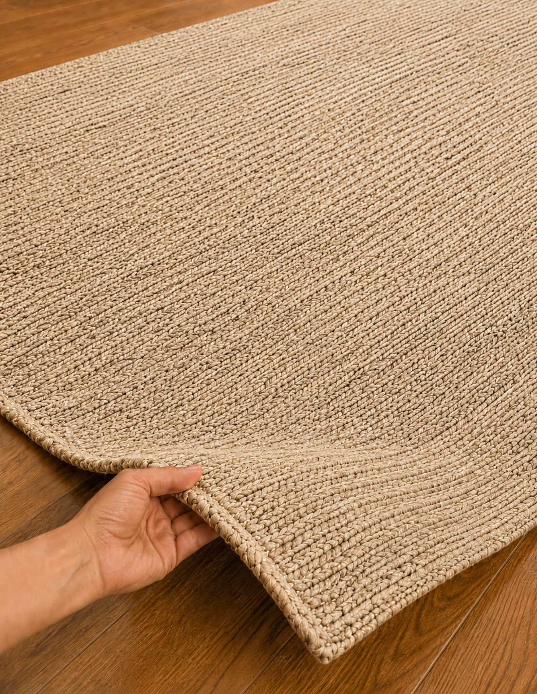 Natural Handwoven Jute Area Rug Natural Beige Farmhouse Boho Rug for Living Room, Bedroom & Entryway Rustic Indoor Floor Mat