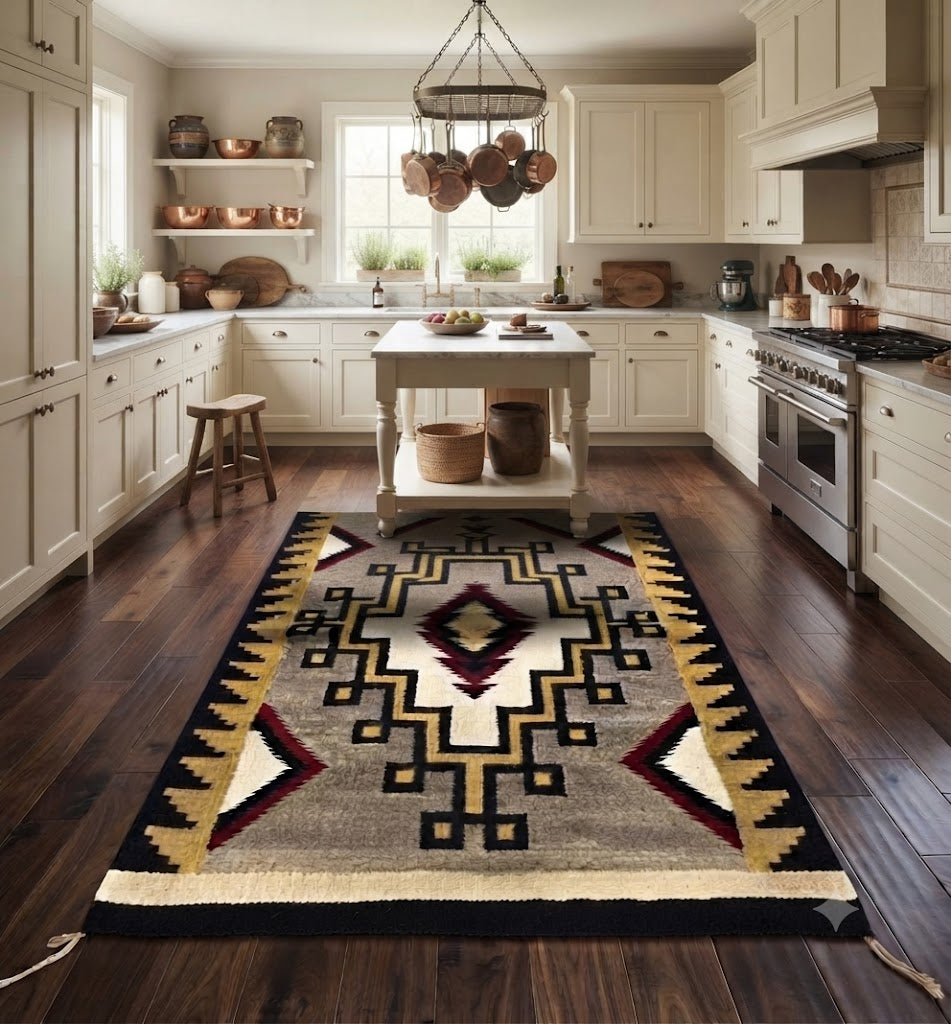 Handmade Carpet Rectangle Elegant Wool Jute Rug -Rustic Look Hand Woven Kilim Rug for Living Room, Hallway, Bedroom - Multicolor