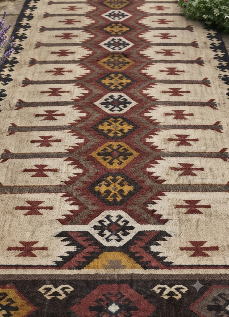 Rug Wool Jute Handmade Rectangle Vintage Kilim Handwoven Carpet Area Rug