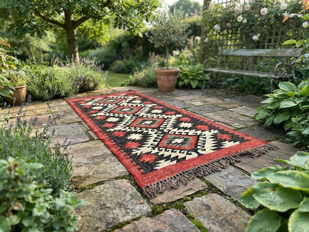 Rectangle Farmhouse Kilim Wool Jute Vintage Rug – Durable Handcrafted Area Rug for Modern Home Décor