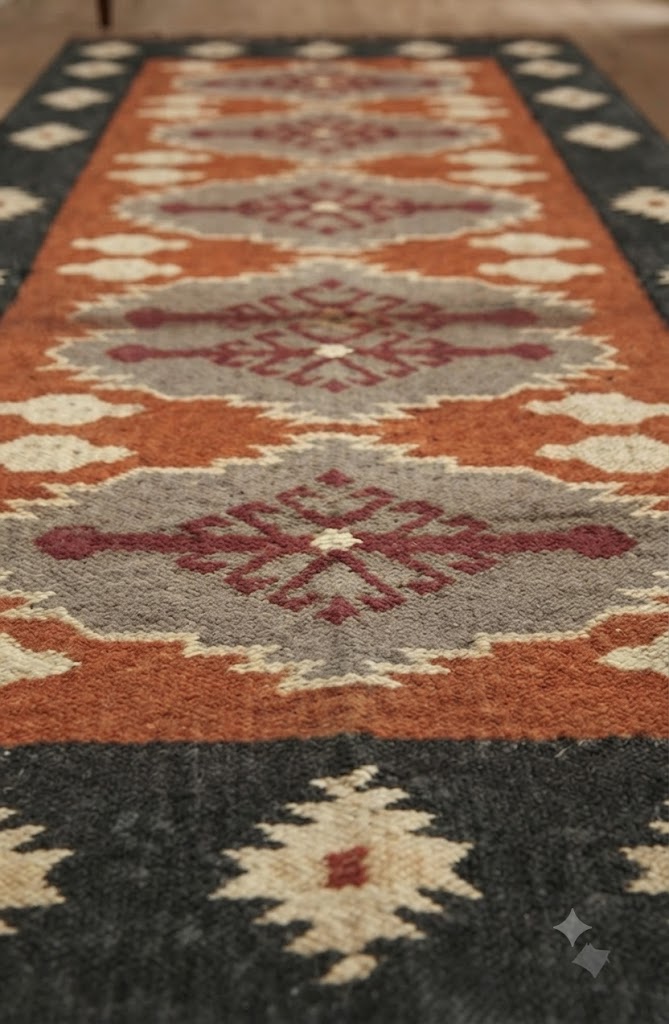 Vintage Handwoven Kilim Area Rug Jute Wool Runner Geometric Carpet Area Rug Farmhouse Indoor Outdoor Carpet
