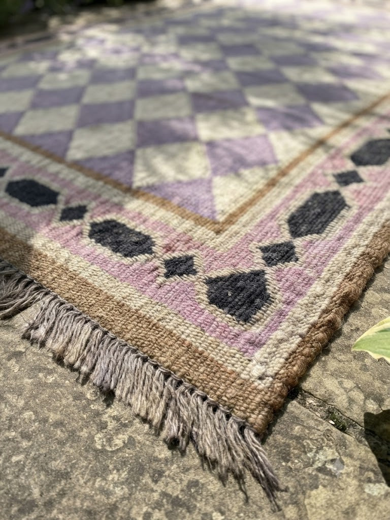 Handmade Kilim Wool Jute Rug - Durable Rustic Look Rectangle Area Carpet Orange Purple