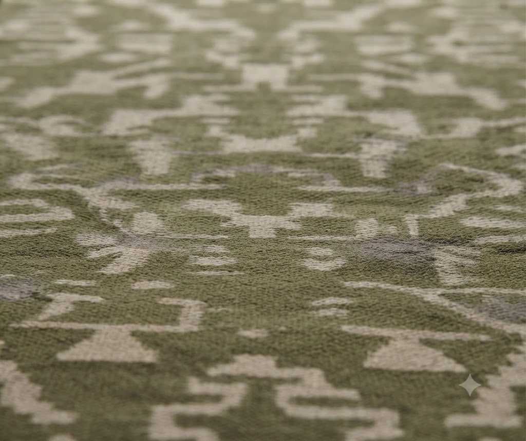 Rectangle Kilim Wool Jute Rug - Durable Handmade Rustic Look Farmhouse Boho Area Carpet-Green & Beige