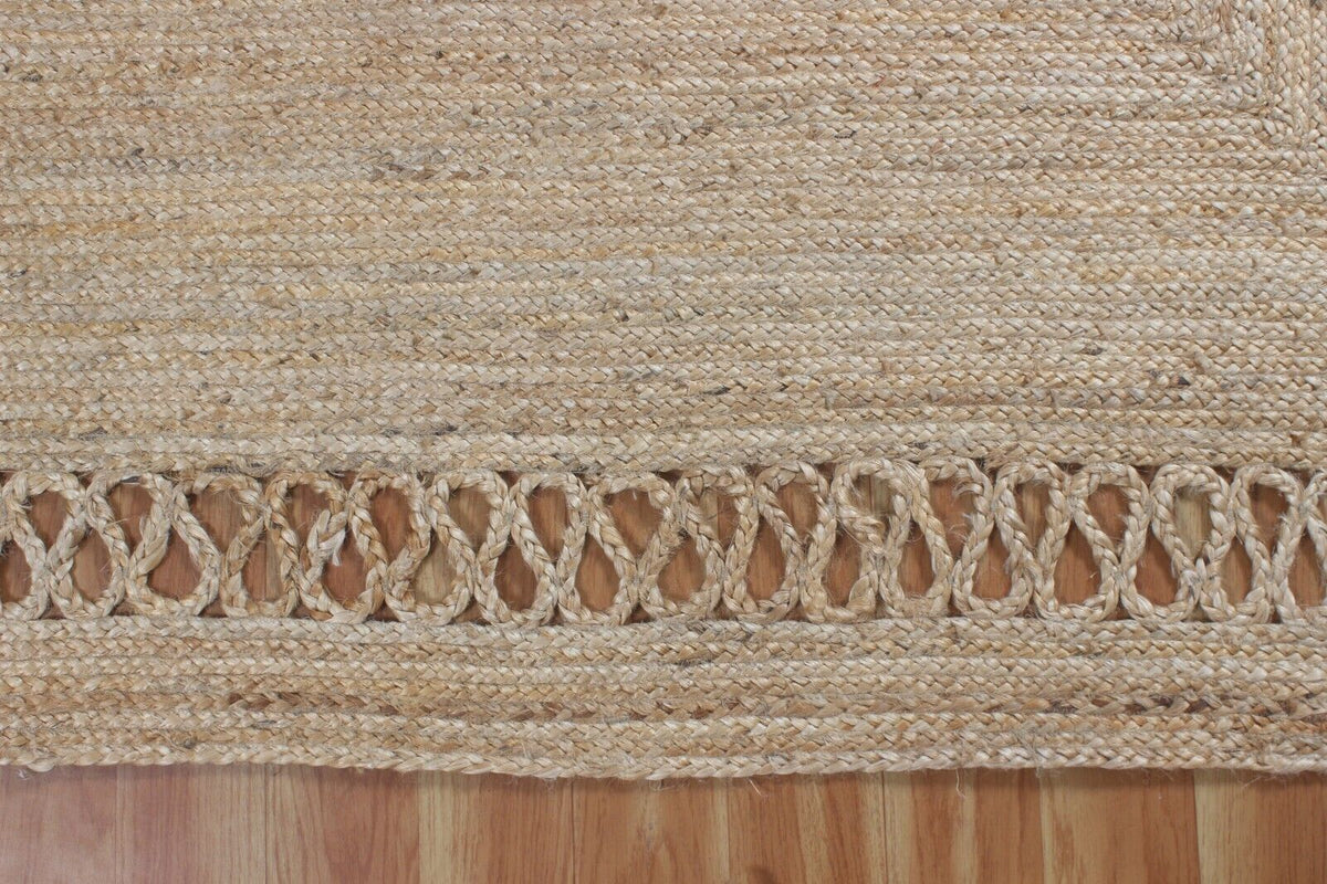 Rectangle Natural Jute Area Rug Hand Woven Braided Farmhouse Carpet Rag Rug for Kitchen Living Room and Bedroom Sisal Area Rug