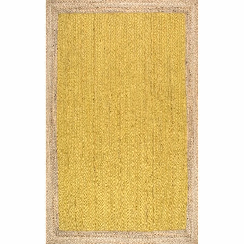 Rectangle Jute Area Rug Hand Woven Braided Sisal Rug Home Decor Farmhouse Carpet Rag Rug for Kitchen Living Room and Bedroom-Yellow