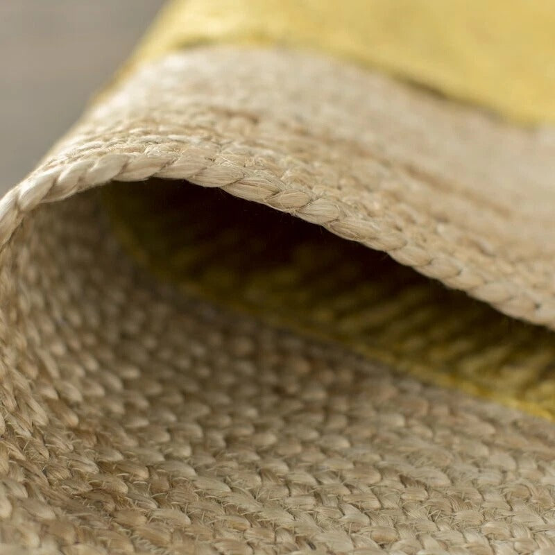 Rectangle Jute Area Rug Hand Woven Braided Sisal Rug Home Decor Farmhouse Carpet Rag Rug for Kitchen Living Room and Bedroom-Yellow