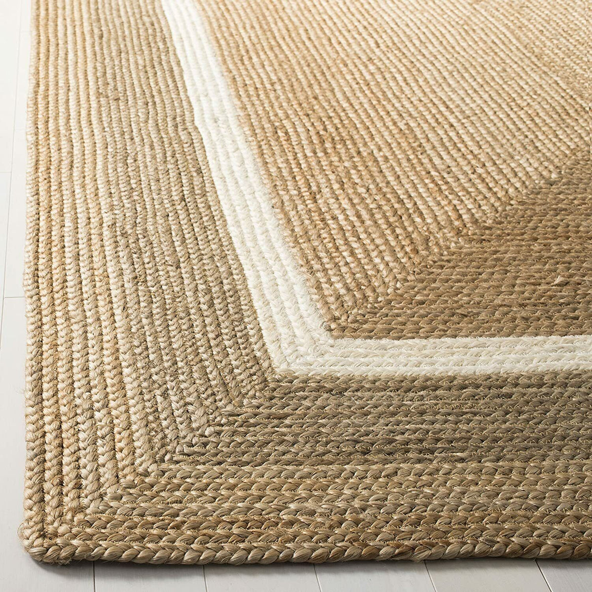 Rectangle Natural Jute Area Rug Hand Woven Braided Rag Rug for Kitchen Living Room Guestroom Farmhouse Area Rug