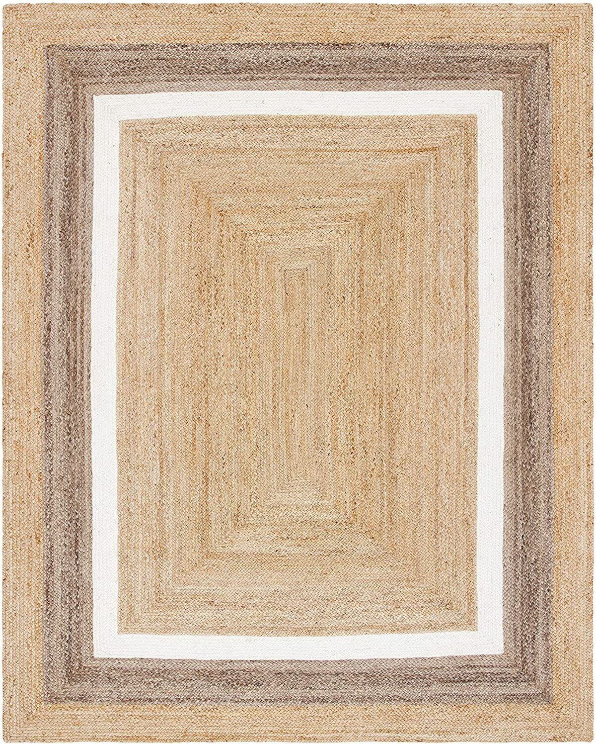 Rectangle Natural Jute Area Rug Hand Woven Braided Rag Rug for Kitchen Living Room Guestroom Farmhouse Area Rug