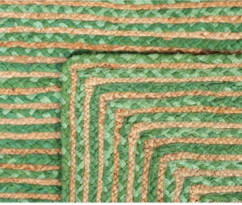 Rectangle Cotton Jute Area Rug Hand Woven Braided Rag Rug for Kitchen Living Room Guestroom Farmhouse Area Rug