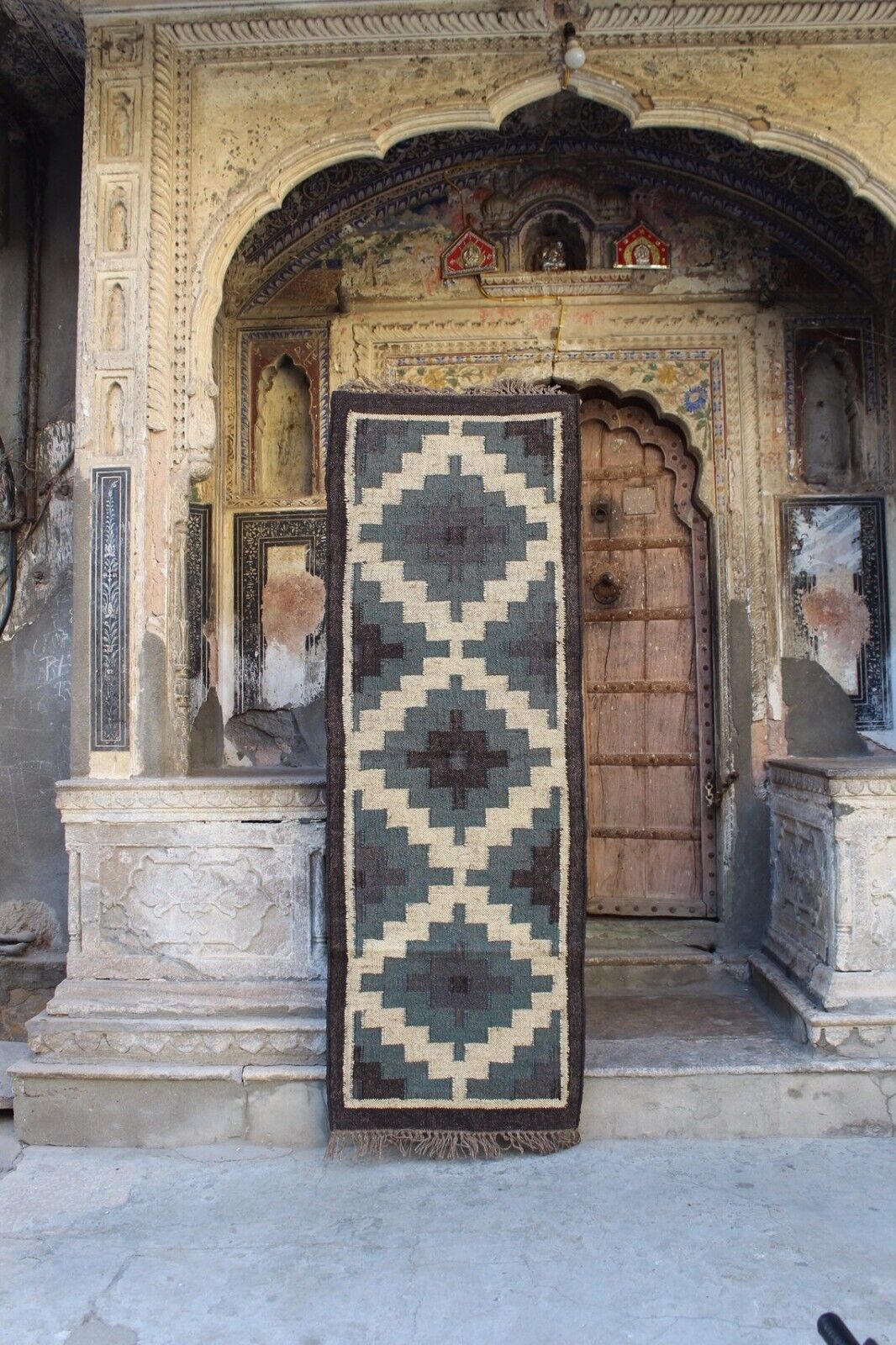 Durable Handmade Kilim Wool Boho Rustic Look Jute Rug Farmhouse Rectangle Mats Area Carpet