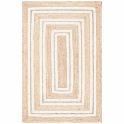 Rectangle Cotton Jute Area Rug Hand Woven Braided Rag Rug for Kitchen Living Room Guestroom Farmhouse Area Rug