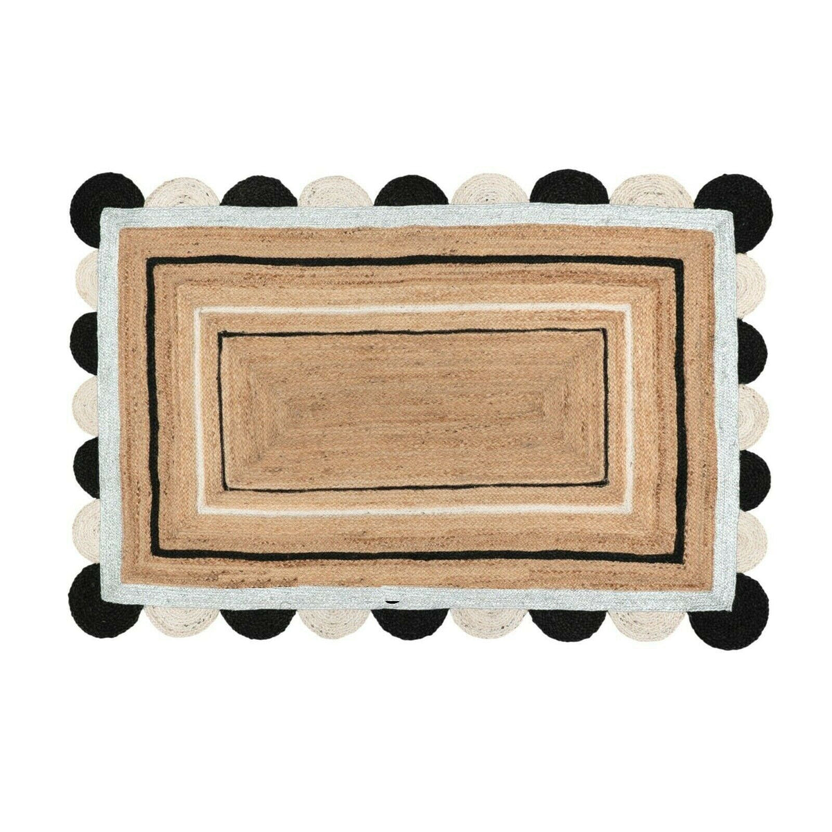Rectangle Cotton Jute Area Rug Hand Woven Braided Rag Rug for Kitchen Living Room Guestroom Farmhouse Area Rug