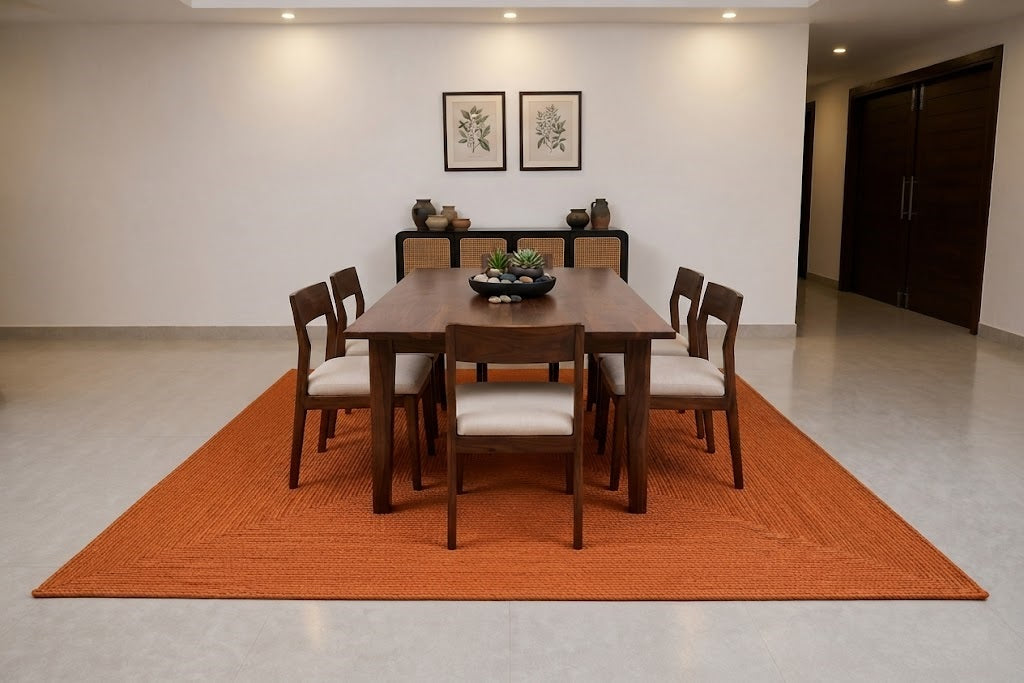 Natural Jute Area Rug Hand Braided Rug Home Decor Farmhouse Carpet Rag Rug for Kitchen Living Room and Bedroom - Rectangle-Orange