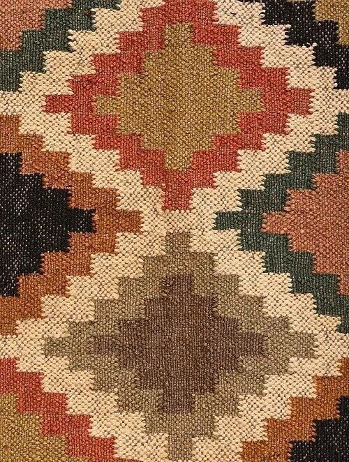 Handmade Rectangle Kilim Durable Area Carpet Jute Rug WoolBoho Rustic Look Farmhouse Mats
