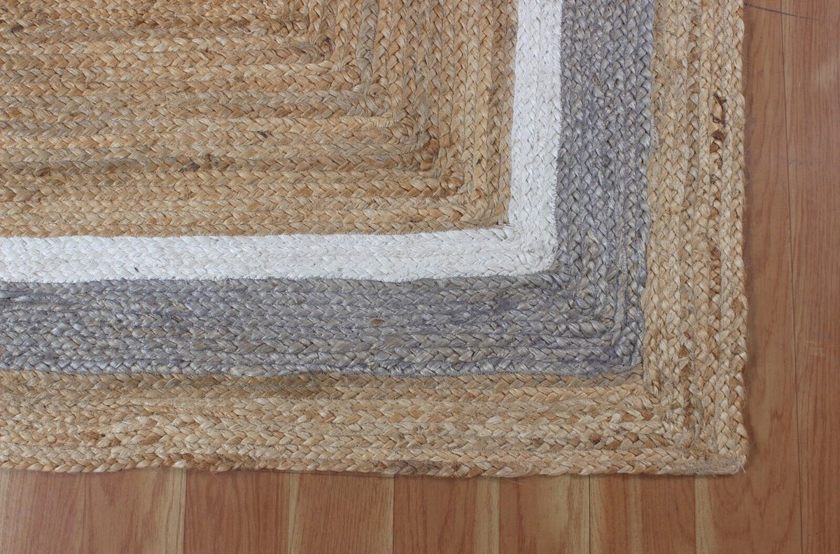 Rectangle Natural Jute Area Rug Hand Woven Braided Rag Rug for Kitchen Living Room and Bedroom Area Rug
