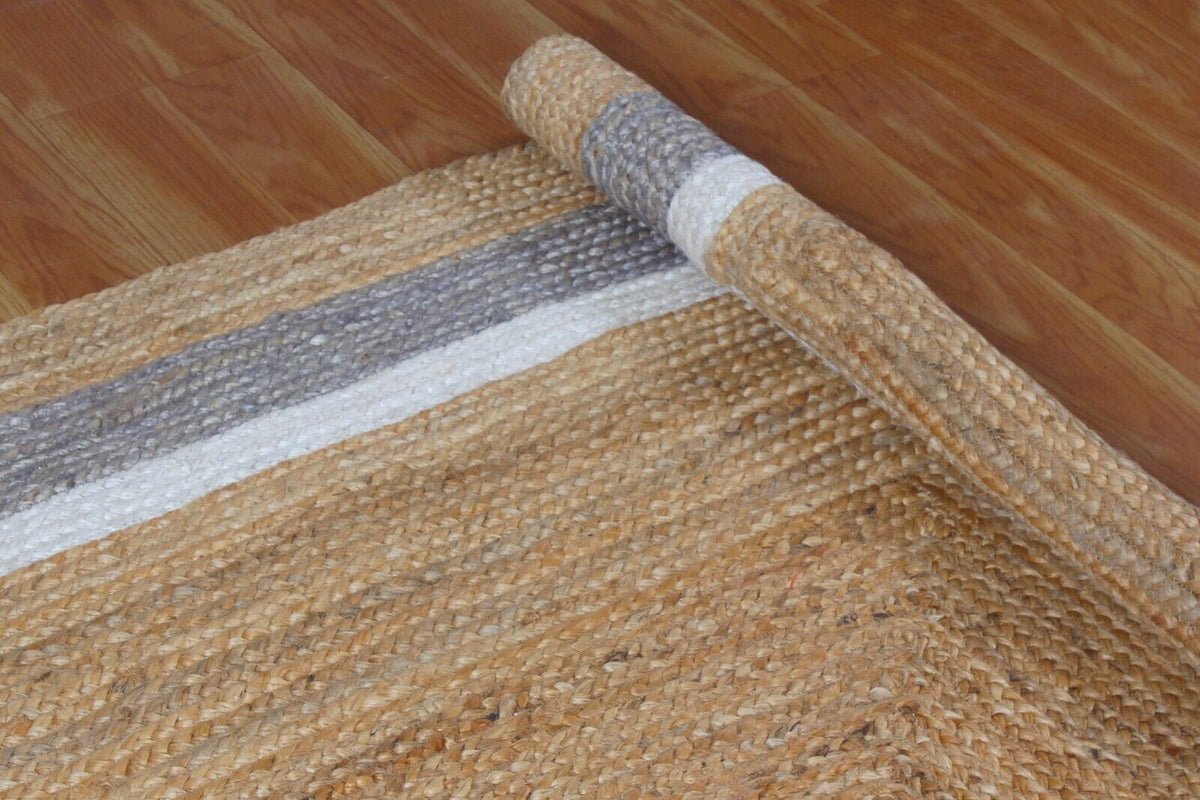 Rectangle Natural Jute Area Rug Hand Woven Braided Rag Rug for Kitchen Living Room and Bedroom Area Rug