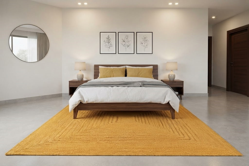 Natural Jute Area Rug Hand Braided Rug Home Decor Farmhouse Carpet Rag Rug for Kitchen Living Room and Bedroom - Rectangle-Yellow
