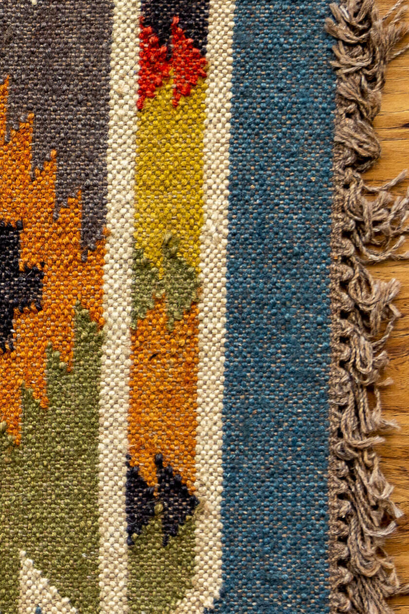 Handmade Rectangle Kilim WoolBoho Rustic Look Farmhouse Mats Durable Area Carpet Jute Rug