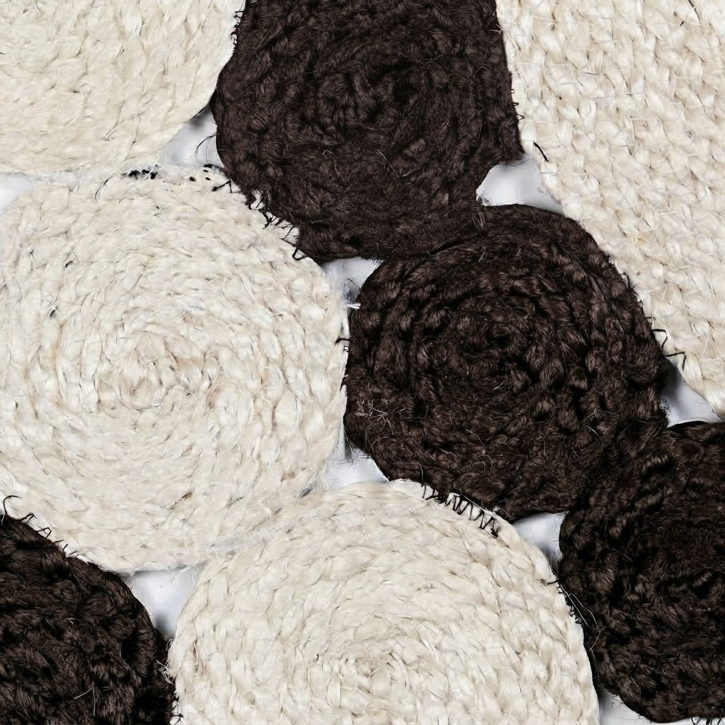 Jute Rug Round Shape Area Rug 100% Hand Braided Rustic Look Area Rug for Home Decor Farmhouse Boho Carpet Mats (Brown & White)