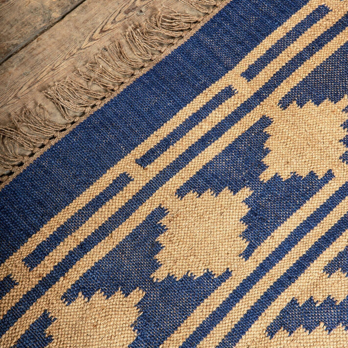 Handmade Rectangle Kilim WoolBoho Rustic Look Durable Area Carpet Jute Rug Farmhouse Mats