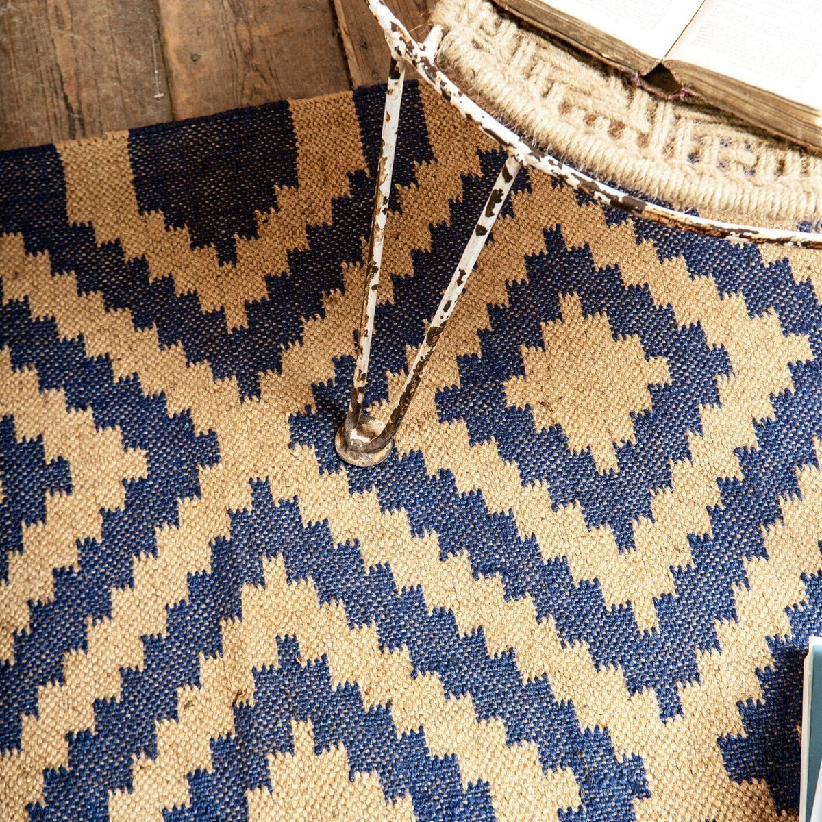 Handmade Rectangle Kilim WoolBoho Rustic Look Durable Area Carpet Jute Rug Farmhouse Mats