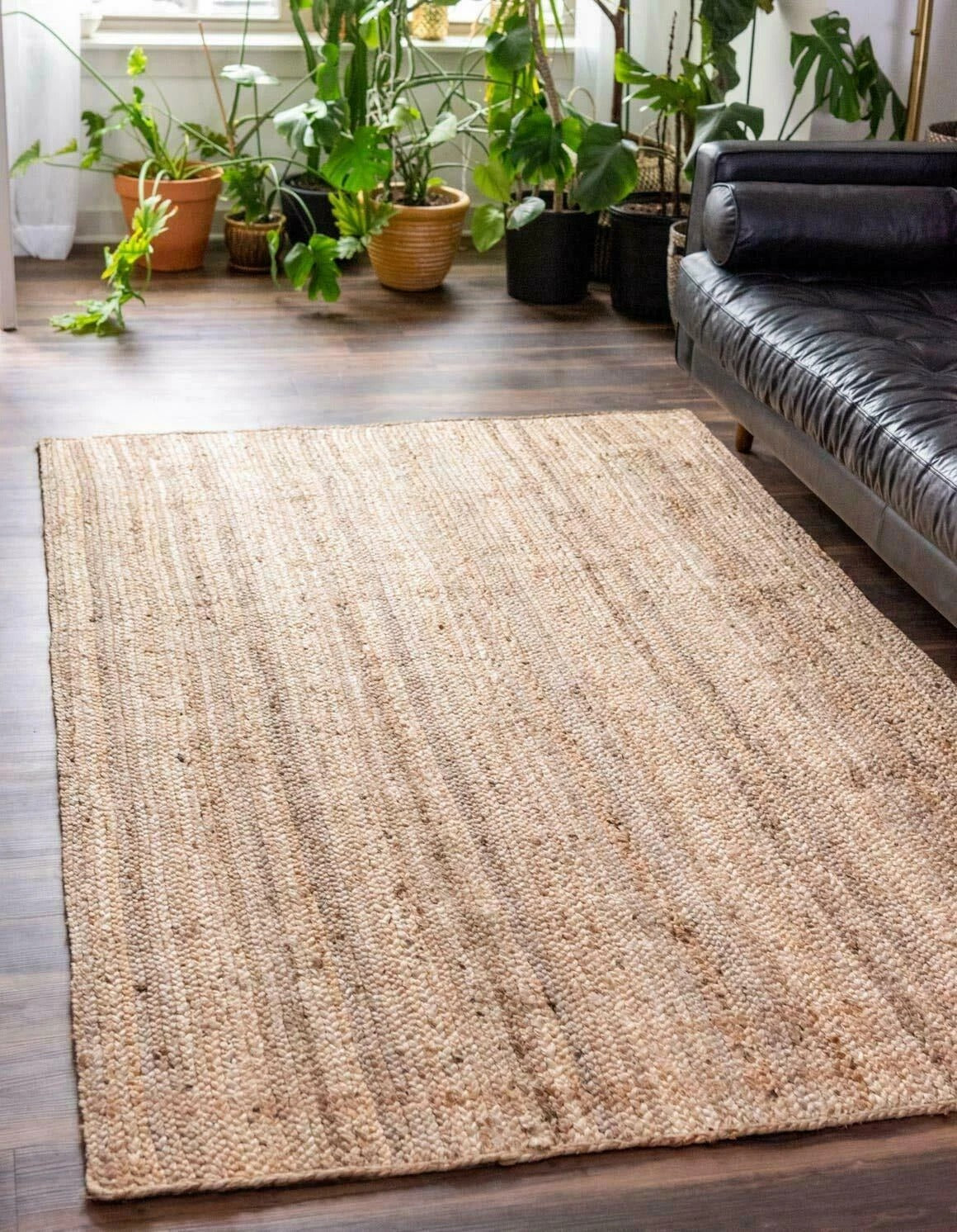 Rectangle Jute Area Rug Hand Woven Braided Sisal Rug Home Decor Farmhouse Carpet Rag Rug for Kitchen Living Room and Bedroom-Natural Beige