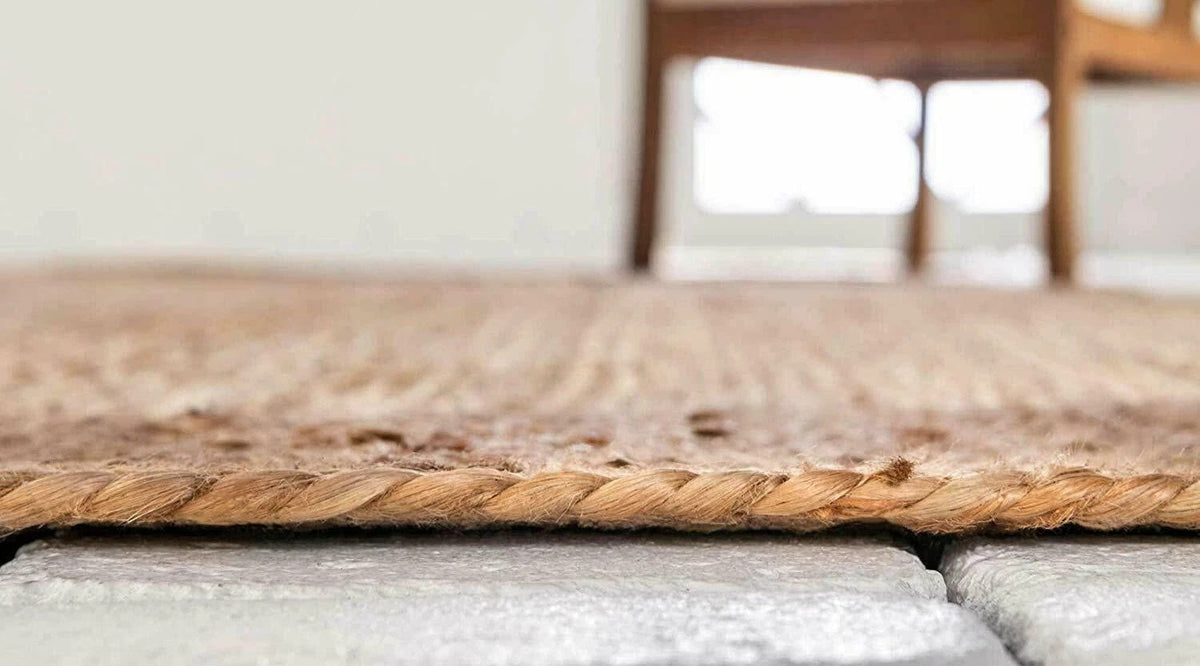 Rectangle Jute Area Rug Hand Woven Braided Sisal Rug Home Decor Farmhouse Carpet Rag Rug for Kitchen Living Room and Bedroom-Natural Beige