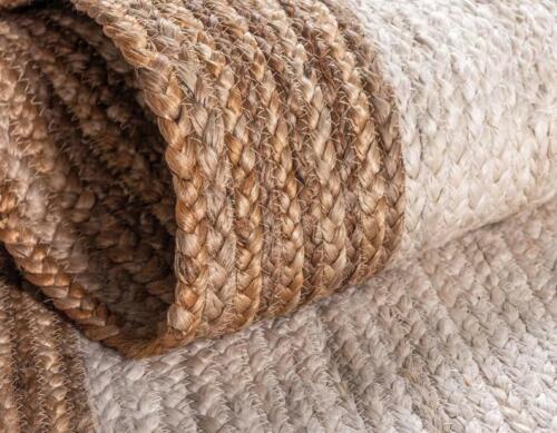 Rectangle Natural Jute Area Rug Hand Woven Braided Rag Rug for Kitchen Living Room and Bedroom Farmhouse Area Rug