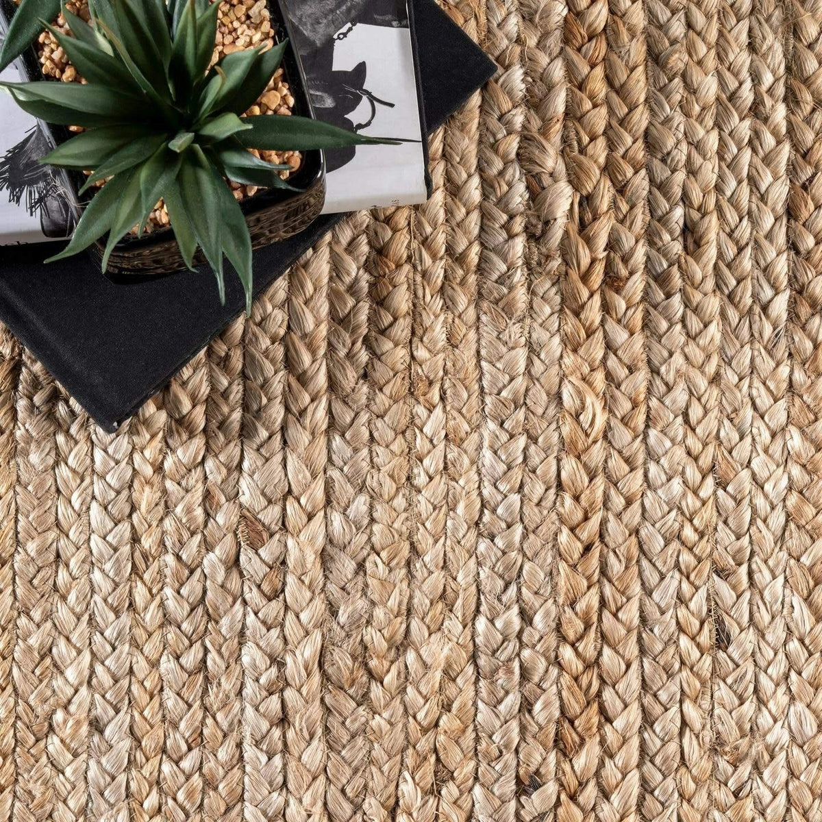 Rectangle Jute Area Rug Hand Woven Braided Sisal Rug Home Decor Farmhouse Carpet Rag Rug for Kitchen Living Room and Bedroom-Natural Beige