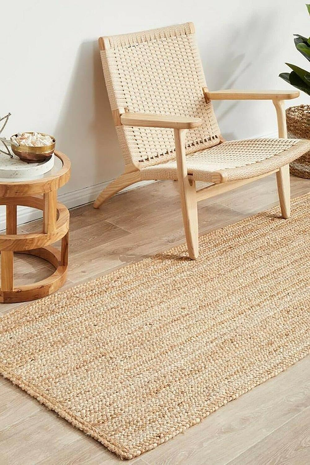 RUG Jute Natural Hand Braided Rug Rectangle Beige Handmade Natural Fiber Area Carpet Kitchen, Hallway Rugs For Living-60x120 CM