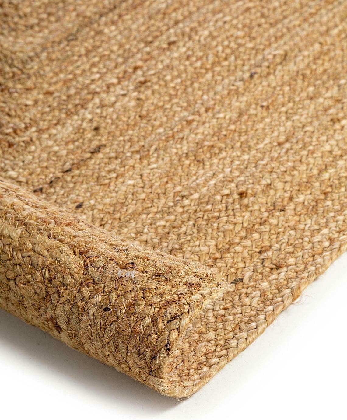 RUG Jute Natural Hand Braided Rug Rectangle Beige Handmade Natural Fiber Area Carpet Kitchen, Hallway Rugs For Living-60x120 CM