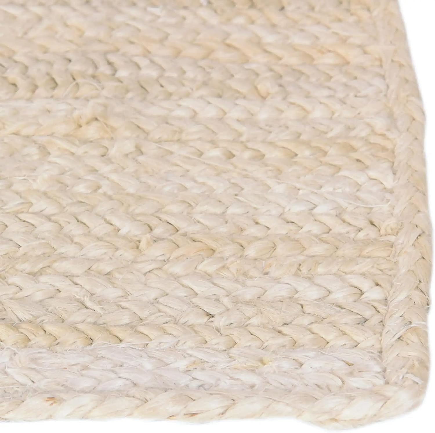 RUG Jute Natural Hand Braided Rug Rectangle White Handmade Natural Fiber Area Carpet Kitchen, Hallway Rugs For Living-60*90 CM