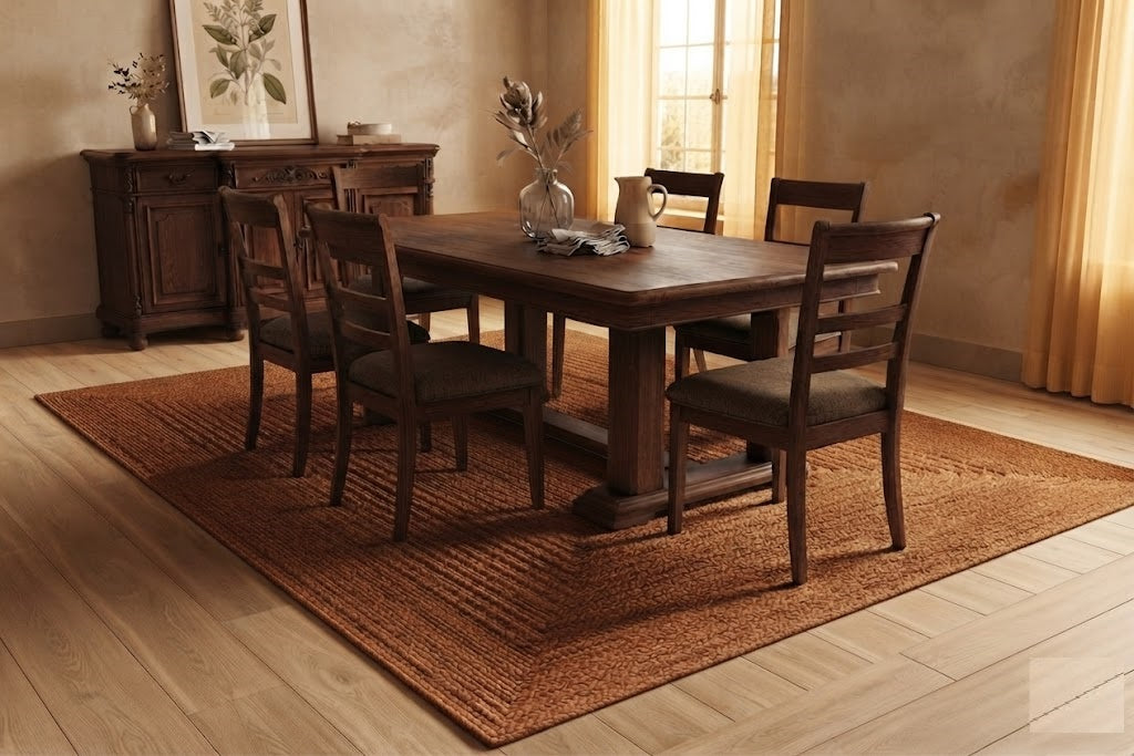 Natural Jute Area Rug Hand Braided Rug Home Decor Farmhouse Carpet Rag Rug for Kitchen Living Room and Bedroom - Rectangle-Brown