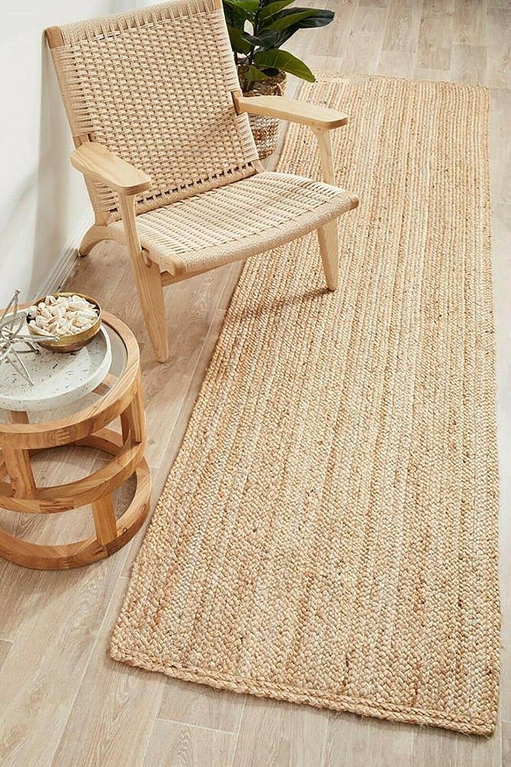 RUG Jute Natural Hand Braided Rug Rectangle Beige Handmade Natural Fiber Area Carpet Kitchen, Hallway Rugs For Living-60x120 CM