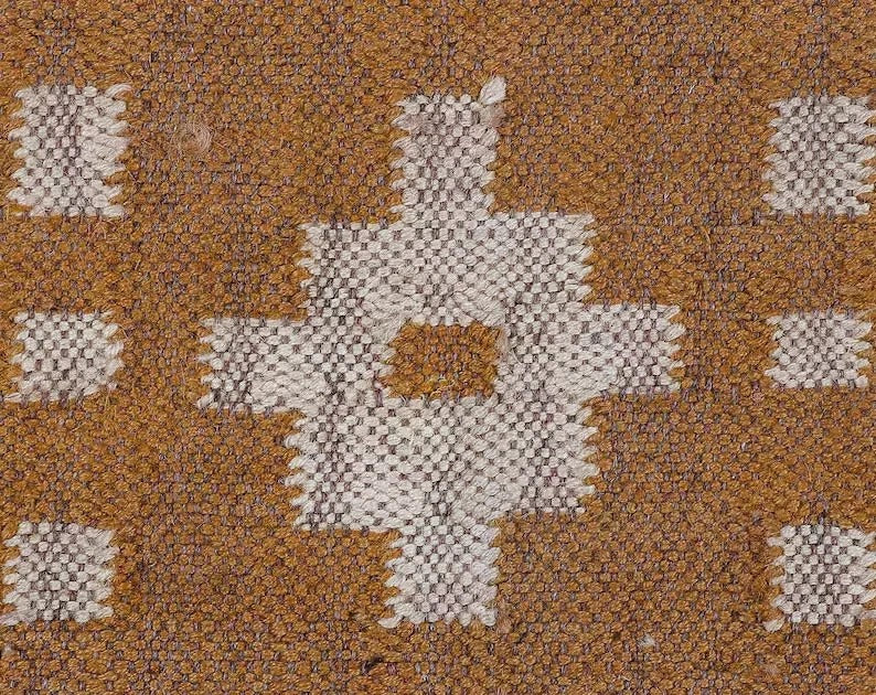 Handmade Kilim Durable Rustic Look Jute Rug Boho Mats Wool Boho Farmhouse Rectangle Area Carpet - Yellow