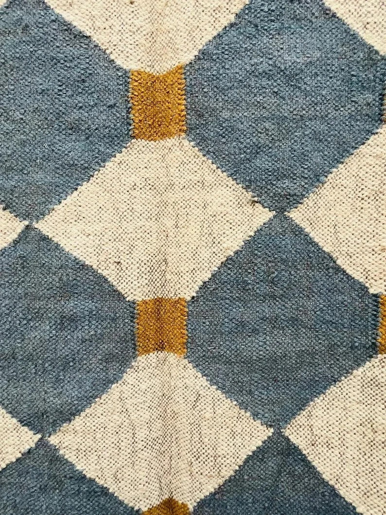 Handmade Jute Rug Kilim Durable Wool Boho Farmhouse Rectangle Area Carpet Rustic Look Boho Mats