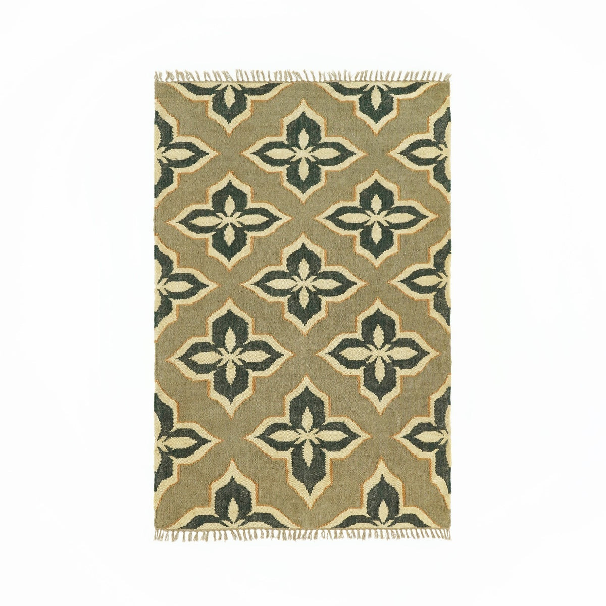 Farmhouse Rectangle Handmade Kilim Wool Jute Rug -Multicolor Durable Rustic Look Boho Mats Boho Area Carpet