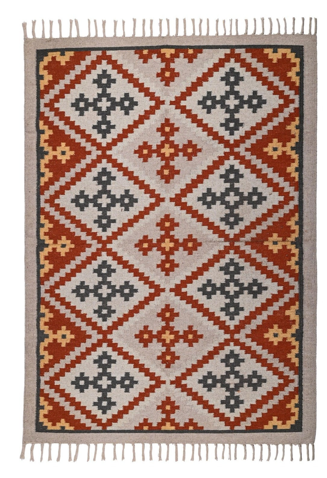 Multicolor Handmade Kilim Wool Durable Rustic Look Farmhouse Jute Rug -Boho Mats Boho Rectangle Area Carpet