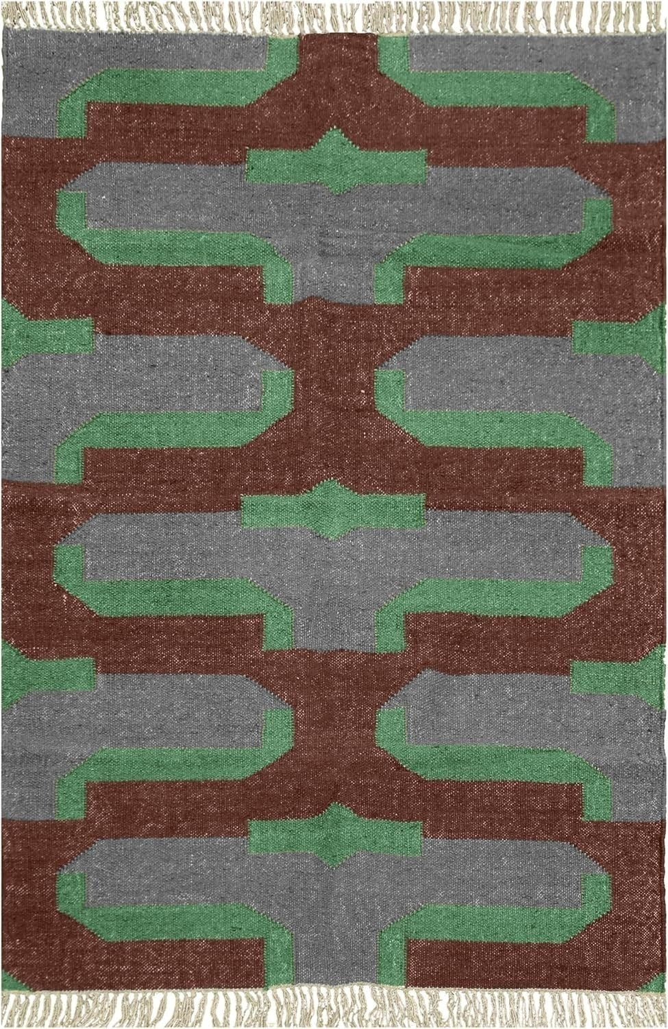 Multicolor Handmade Kilim Wool Durable Rustic Look Farmhouse Jute Rug -Rectangle Boho Mats Boho Area Carpet